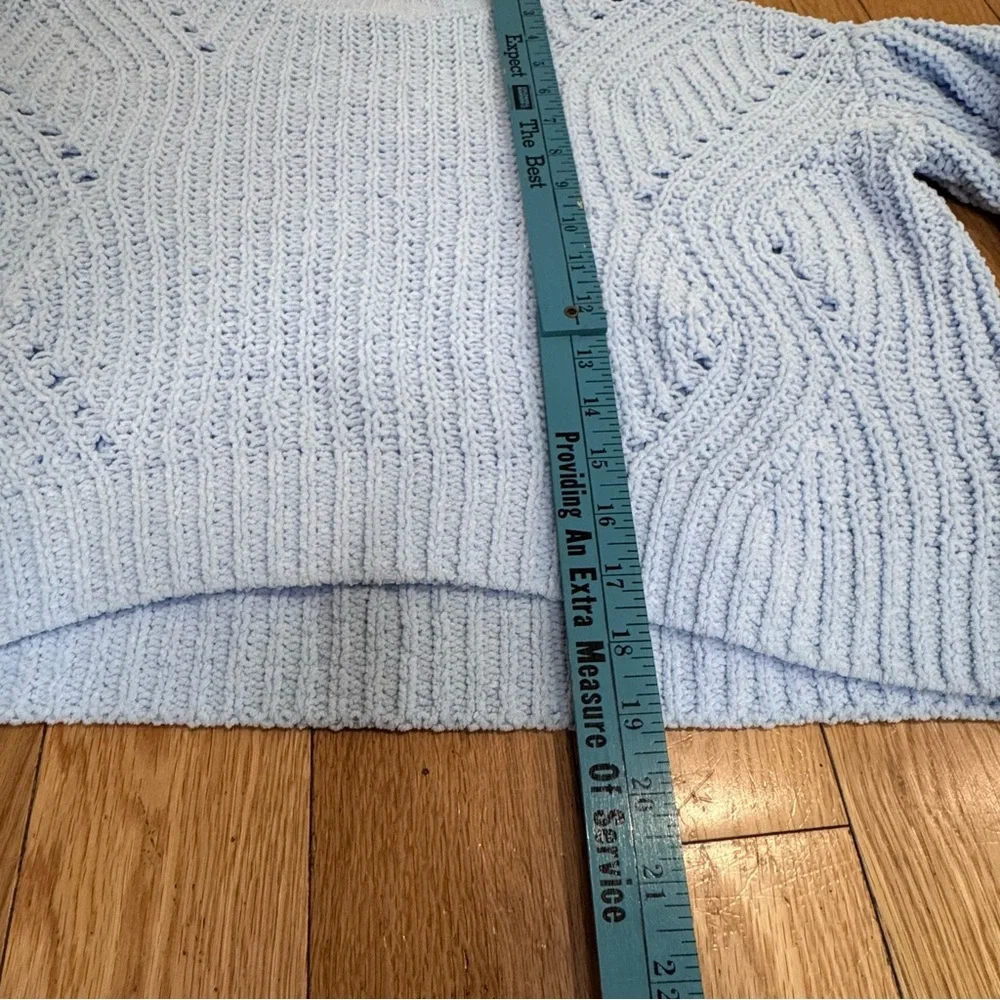 SO Light Blue Open-Knit Chunky Crewneck Sweater- Super Soft